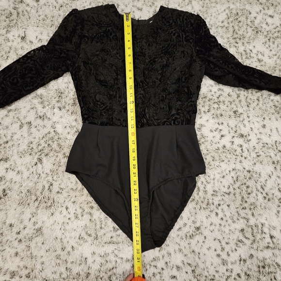 Dorothy Samuel SZ 6 Dark Romantic Black Burnout Velvet Paisley Goth Bodysuit - Picture 9 of 12